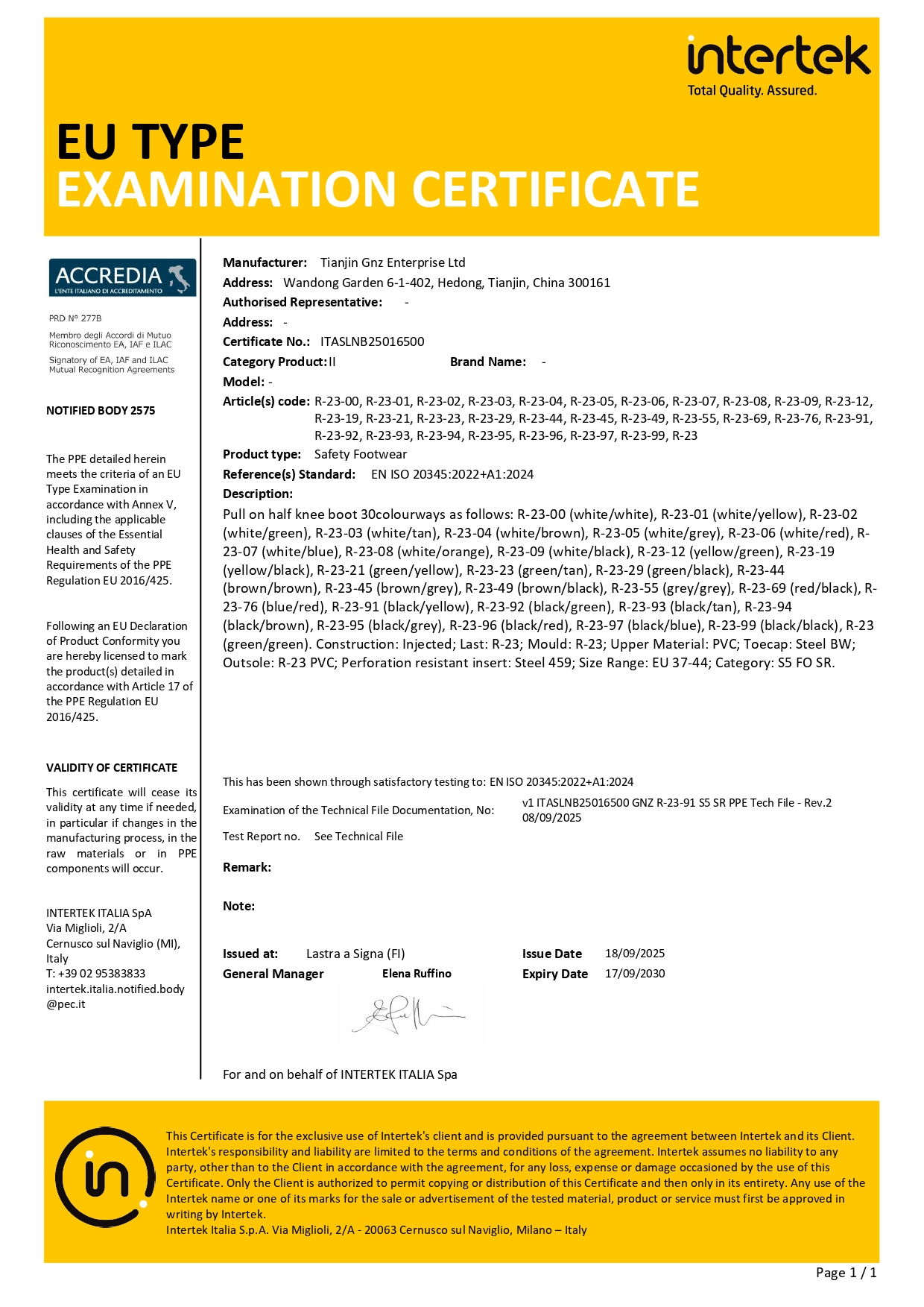 CE S5 certificate