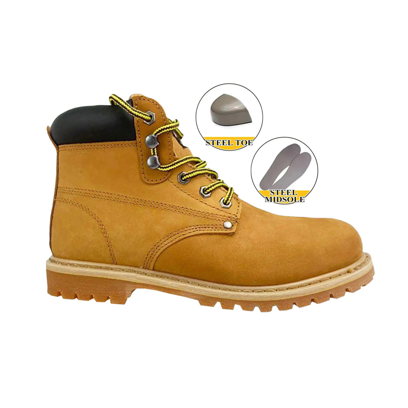 Yellow Nubuck Goodyear Welt Safety Leather Shoes with Steel Toe Cap Featured Image